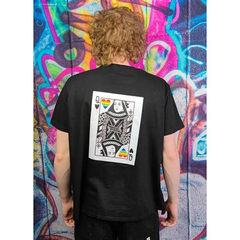 Gay Queen T Shirt LGBT Rainbow Heart Tee Pride Top Depop