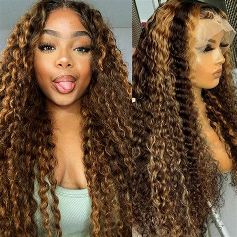 Amazon Vlusee 26 Inch 13x6 Deep Wave Lace Front Wigs Human Hair Fb 27 Ombre Blonde Lace