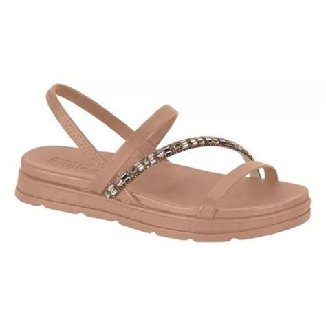 Papete Moleca Nude Feminina Conforto Strass Elástico Casual Eva