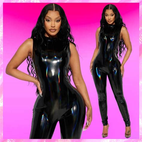 Halter Holographic Latex Jumpsuit Beach Babe Bikini