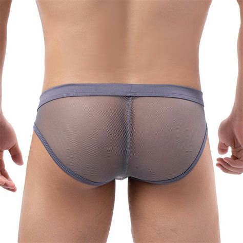 Men S Sexy Mesh Transparent Briefs Low Waist Pouch Underwear Lingerie Underpants EBay