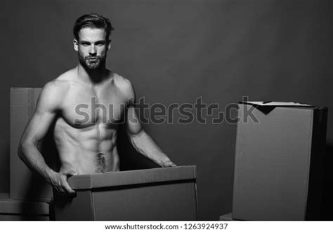 Guy Sexy Naked Torso Holds Box Stock Photo Shutterstock
