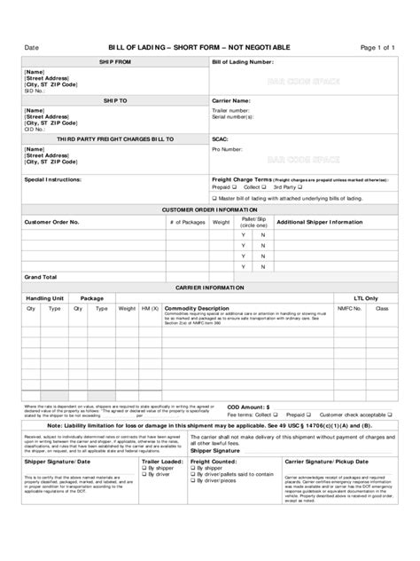 Bill Of Lading Form Pdf Free Printable Form Porn Sex Picture