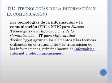 Ppt Tic Tecnolog As De La Informaci N Y La Comunicaci N Powerpoint