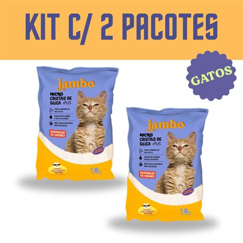 Kit C Pacotes Areia Micro Cristais De S Lica Jambo Pet Gato Kg