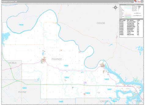 Pawnee County OK Zip Code Map Premium