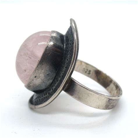 Designer Ring Er Sterling Silber Rosenquarz Silver Mid Century