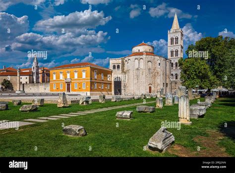 Zadar Croatia The Roman Ruins And The Forum Of The Old Town Of Zadar