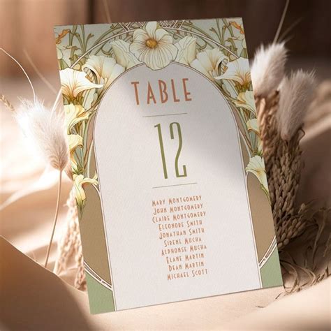 Table Numbers Vintage Art Nouveau Wedding Zazzle Art Nouveau