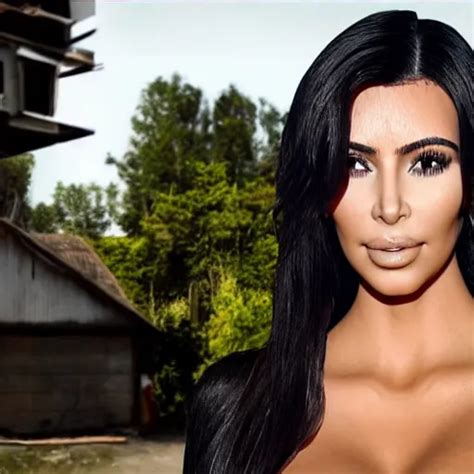 Kim Kardashian Wearing A Tight Bikini Derelict House Stable