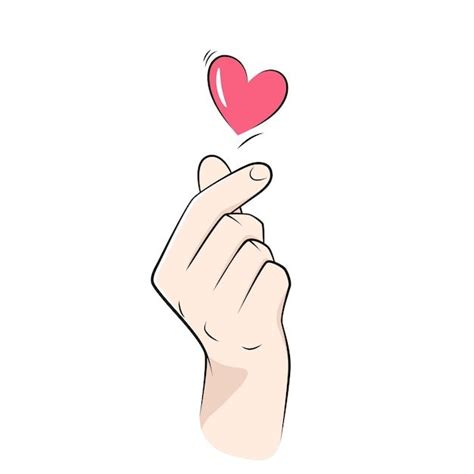 Premium Vector Korean Finger Heart Love Hand Sign Vector Drawing