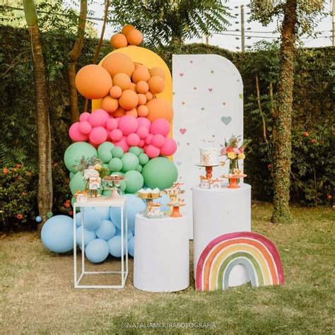 Decoração De Festa Tema Arco Íris Simples - Festa de aniversário com tema Arco-Íris Candy Colors