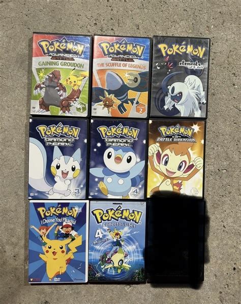 Lot Of 8 Pokemon Dvd Set Diamond Pearl Elements Pikachu Advanced