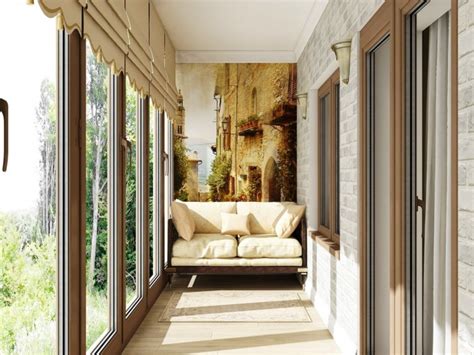 Фотообои с перспективой в интерьере балкона или лоджии