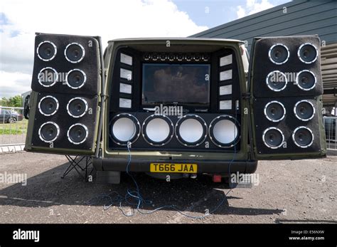 loud car stereo stereos music bass speaker speakers in car Stock Photo ...