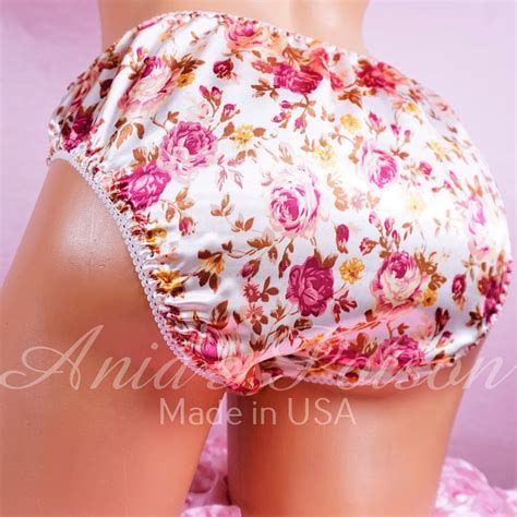 Anias Poison Full Floral Colors Bikini Cut Soft Satin Lined Sissy Panties For Men Manties Sz S