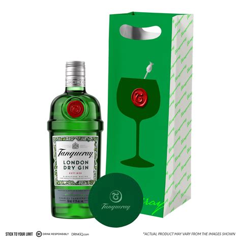 Tanqueray London Dry Gin 75cl with FREE Gift Bag and Leather Coaster ...