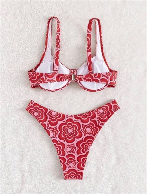 XL SHEIN Red Pink Swimsuit SHEIN Red Pink Bikini SHEIN Red Pink Two Piece On Carousell