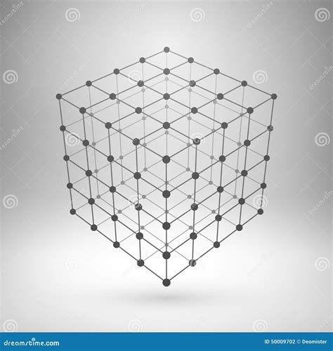 Cubo Poligonal Da Malha De Wireframe Ilustração do Vetor Ilustração