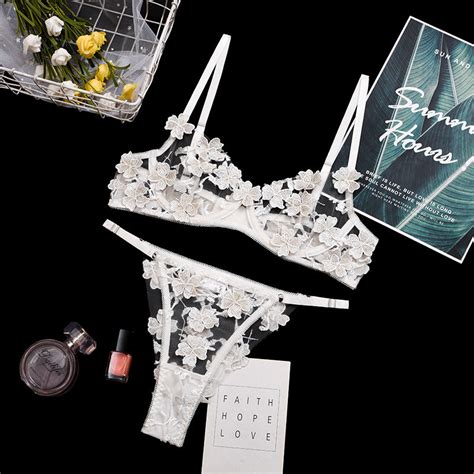 Womens Flower Crochet Sexy Bra And Panty Set Lingerie China Bra And Underwear Price