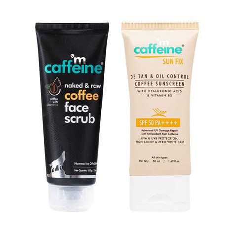 Mcaffeine Cleanse Sun Protect Combo Naked Raw Coffee Face Scrub Detan Coffee Sunscreen