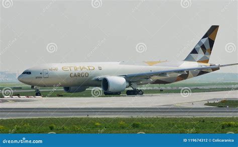 Etihad Cargo Doing Taxi On Runway Frankfurt Airport Fra Stock Footage