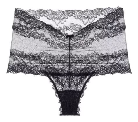 Calcinha Hot Pant Fio Dental Renda Premi Re Signature Preto Parcelamento Sem Juros
