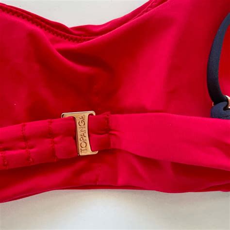 Topanga Black Red Bikini Top Size 12 L