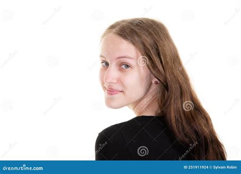 Belle Blonde Femme Cheveux Portrait Tournant Photo Stock Image Du Rire Autour