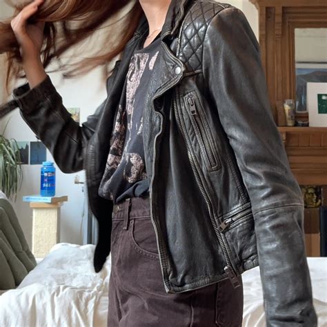 Allsaints Vintage Cargo Leather Biker Jacket Such A Depop