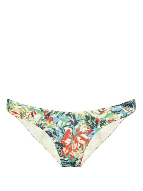 Ganni Floral Print Bikini Bottoms Blue Farfetch