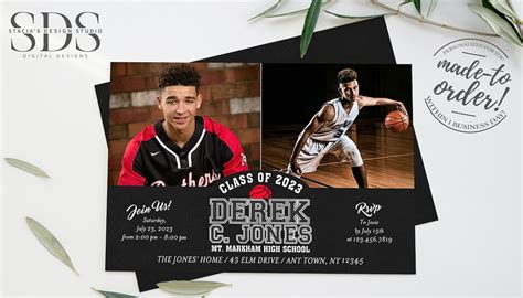 Basketball Photo Graduation Invitation / Announcement 2 Photo Digital ...