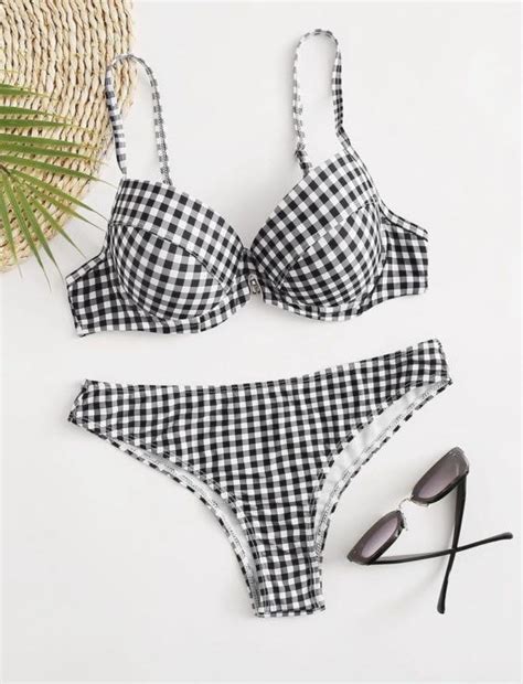 Gingham Bikini Set Women S Fashion Swimwear Bikinis Swimsuits On Carousell