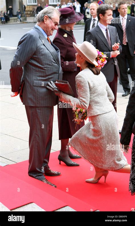 Danish Crown Princess Mary Front R Drops A Curtsy To Prince Consort