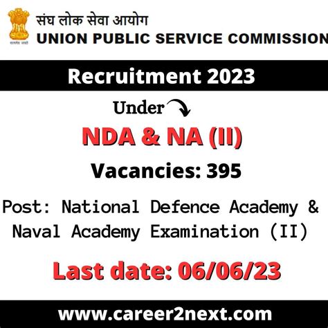 UPSC NDA Recruitment 2023 395 NDA NA II Posts Career2next