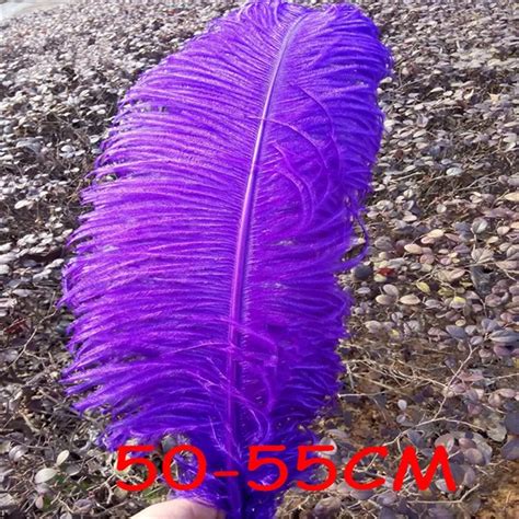 10 Pcs Lot High Quality Purple Ostrich Feathers 50 55cm Pretty Hard Rod