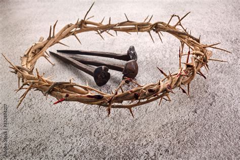 Jesus Christ Crown Of Thorns With Three Nails Religion Background