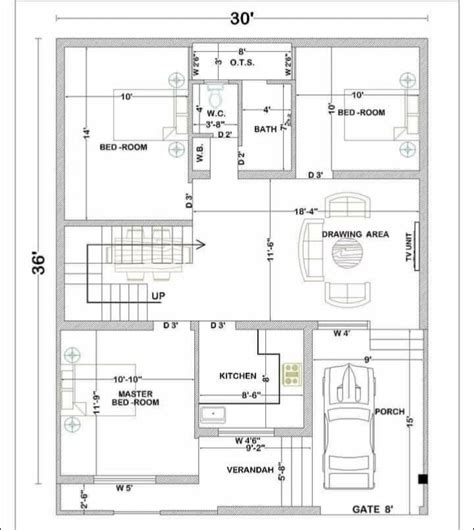 30X36 house plan #houseplan #2dhouseplan - Engineering Vibes