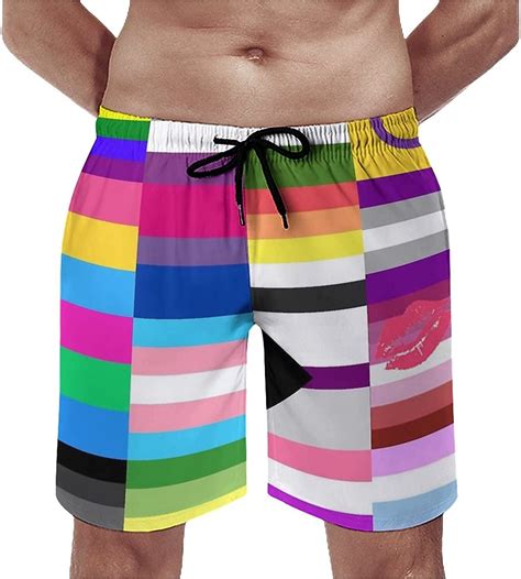 Men S Lesbian Gay Lgbt Pride Flags Quick Dry Board Shorts With Mesh Lining Swim Trunks Swimwear