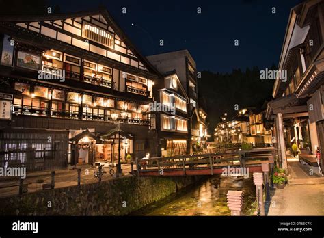 Ginzan Onsen Hot Spring Stock Photo Alamy