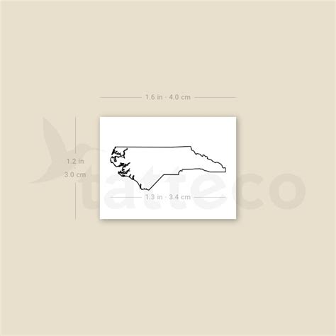 North Carolina Map Outline Temporary Tattoo - Set of 3 – Tatteco