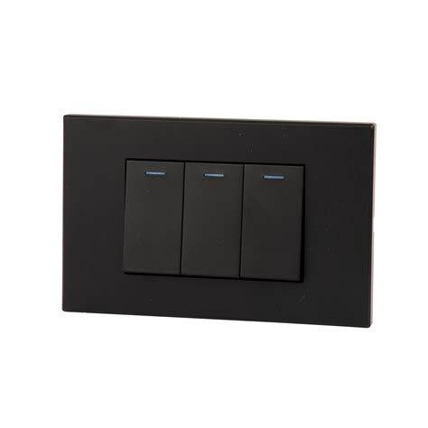 3 Gang Single Double Control Switch High Quality Black Panel Electrical