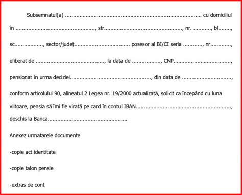 Model Cerere Primire Pensie Pe Card Model Word Pdf Sau Excel