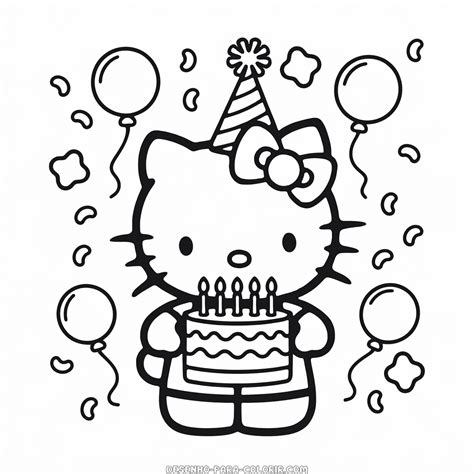 Desenho De Hello Kitty Preparando Torta Para Colorir Tudodesenhoshello