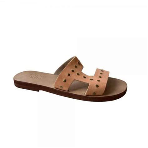 Sandal Flat Slide Nude Studs Rubia