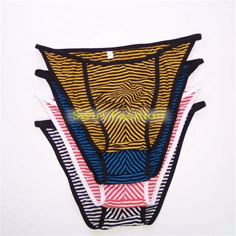 K242C Hot Men S Sexy Tanga String Bikini Contoured Pouch Stripes Poly