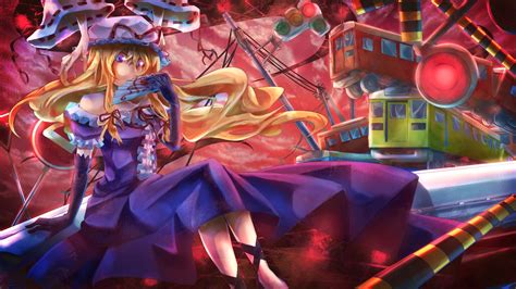 23ichiya 2girls Blonde Hair Dress Elbow Gloves Gloves Hakurei Reimu Hat Japanese Clothes Long