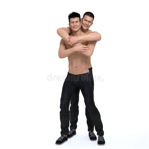 D Render A Couple Of Guy Who Has Same Sex Relationship Support Lgbt Stock Illustration