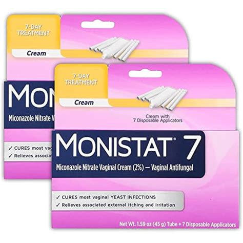 Monistat 7 Day Yeast Infection Treatment Cream With Disposable Applicators Pack Of 2