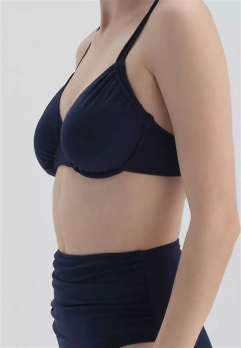 Buy DAGİ Navy Blue Bikini Top Plain Underwire Bra Removable Padding Beachwear for Women